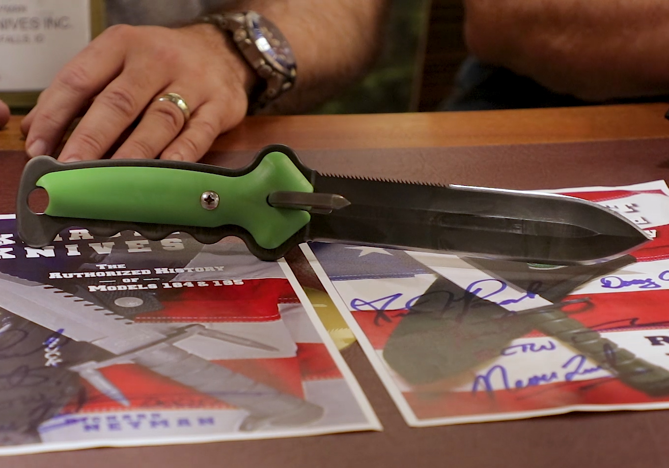 BuckMaster 2.0 prototype knife resting on table