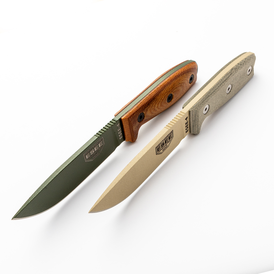 ESEE-4 fixed blade knife variants side-by-side