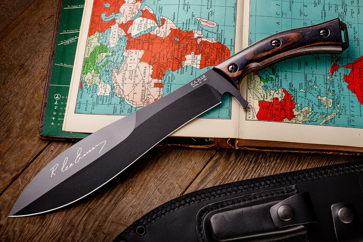 KA-BAR Gunny Fixed Blade on an open map