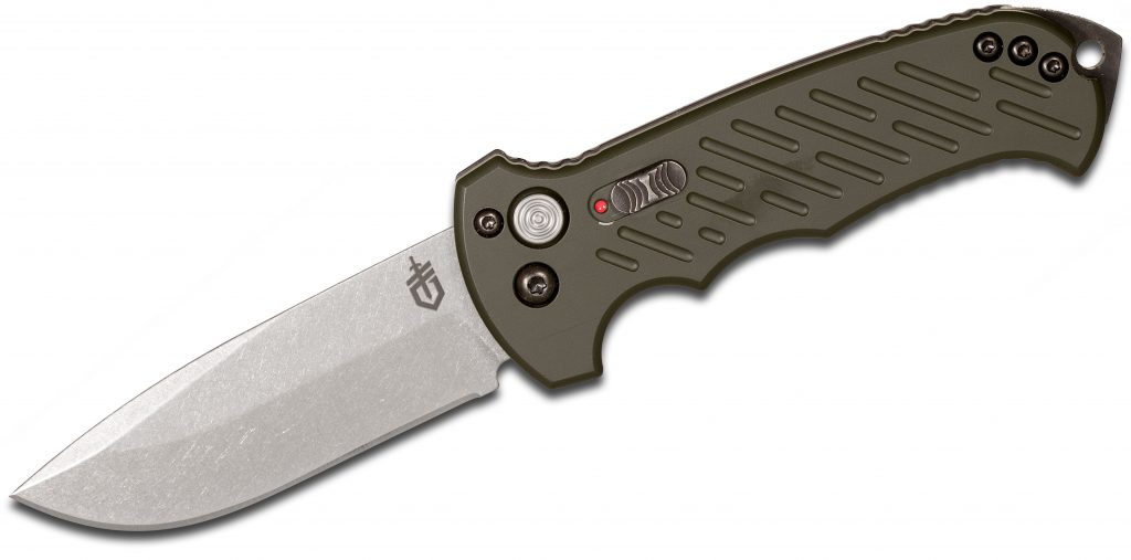 Gerber 06 Auto, 10th Anniversary Edition open on a white background