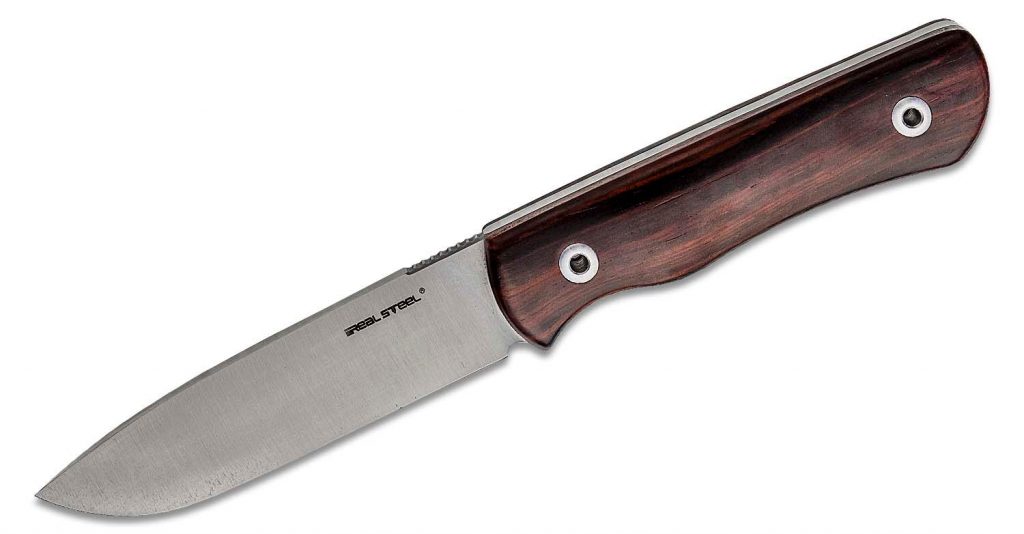 Real Steel Bushcraft Golden Ebony KnifeCenter Exclusive fixed blade on a white background