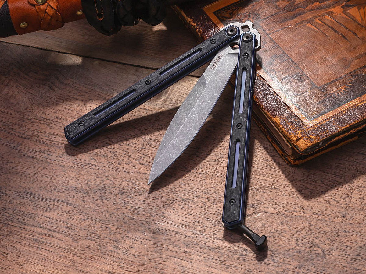 Kershaw Carbon Fiber/Blue Ti Lucha Butterfly Knife