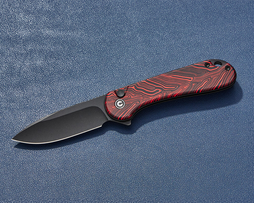 CIVIVI Elementum II Folding knife open on blue background