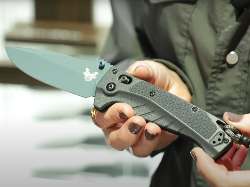 Benchmade Adira folding knife open in hand