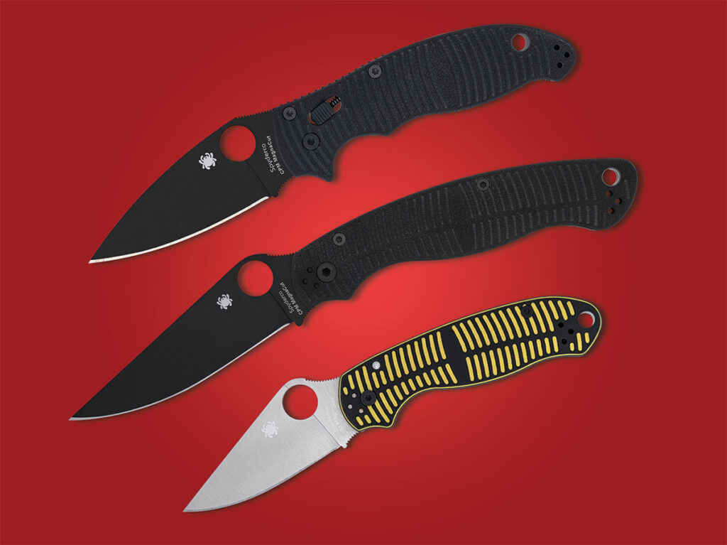 New Spyderco Salt Series MagnaCut knives open on red background