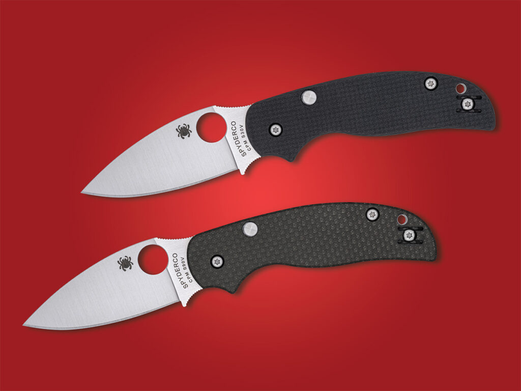 Spyderco Sage 6 knives open on red background